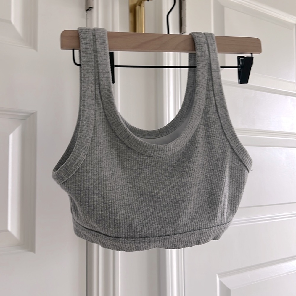 ALO yoga grey ribbed sports bra
